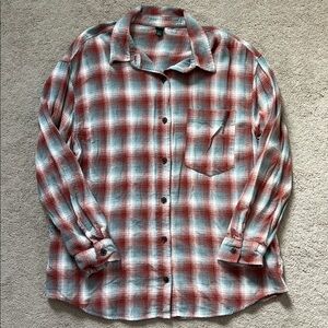 Wild Fable plaid flannel button down top size large